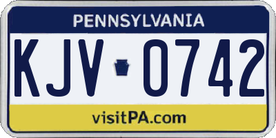 PA license plate KJV0742