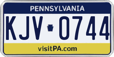 PA license plate KJV0744