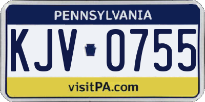 PA license plate KJV0755