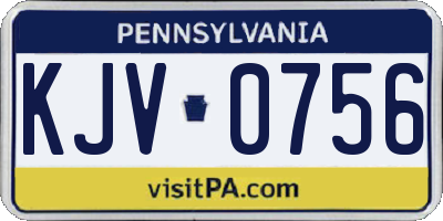 PA license plate KJV0756