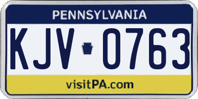 PA license plate KJV0763