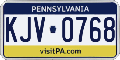PA license plate KJV0768