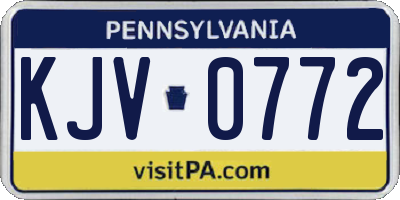 PA license plate KJV0772
