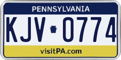 PA license plate KJV0774