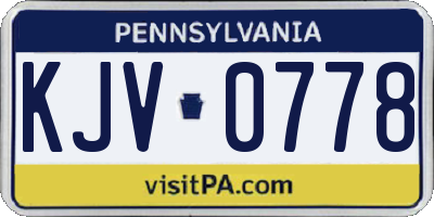 PA license plate KJV0778