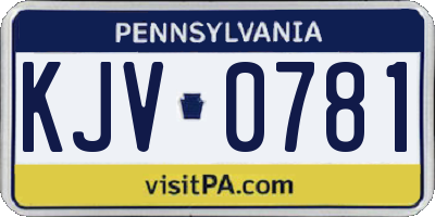 PA license plate KJV0781