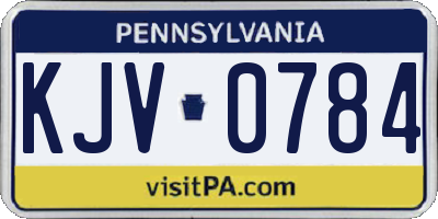 PA license plate KJV0784