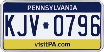 PA license plate KJV0796