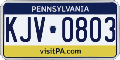 PA license plate KJV0803