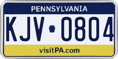 PA license plate KJV0804