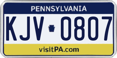 PA license plate KJV0807