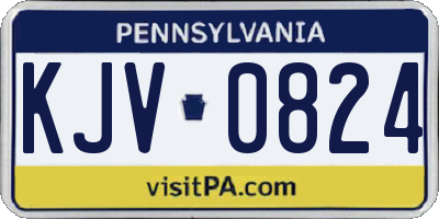 PA license plate KJV0824