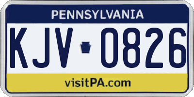 PA license plate KJV0826