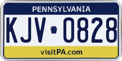 PA license plate KJV0828