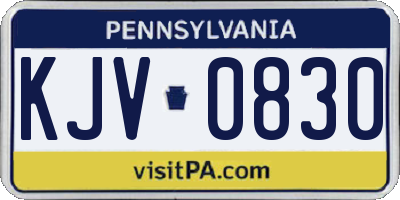 PA license plate KJV0830
