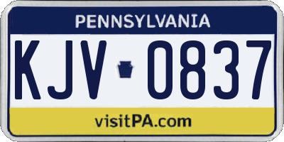 PA license plate KJV0837