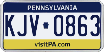 PA license plate KJV0863