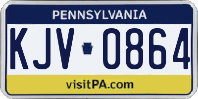 PA license plate KJV0864