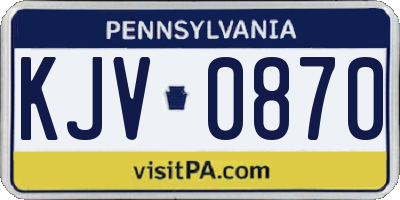 PA license plate KJV0870