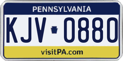 PA license plate KJV0880