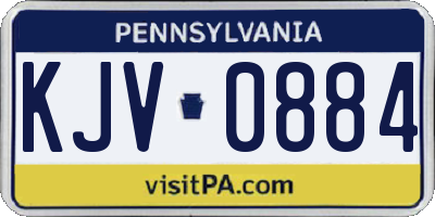 PA license plate KJV0884