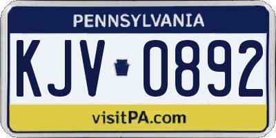PA license plate KJV0892
