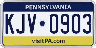 PA license plate KJV0903
