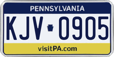 PA license plate KJV0905