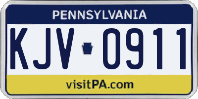 PA license plate KJV0911