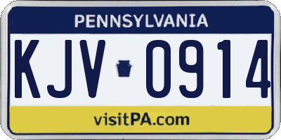 PA license plate KJV0914