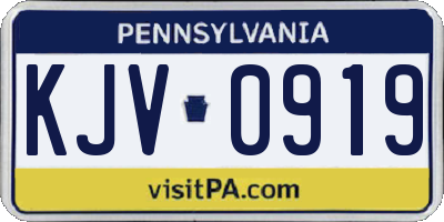 PA license plate KJV0919