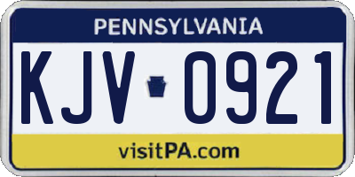 PA license plate KJV0921