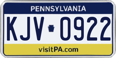 PA license plate KJV0922