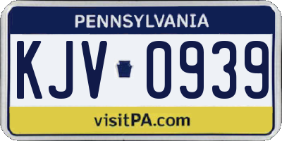 PA license plate KJV0939
