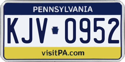 PA license plate KJV0952