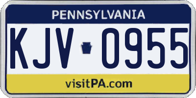 PA license plate KJV0955