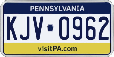 PA license plate KJV0962