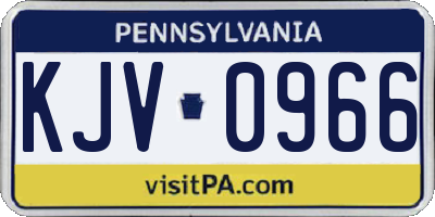 PA license plate KJV0966