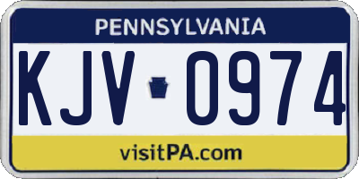 PA license plate KJV0974