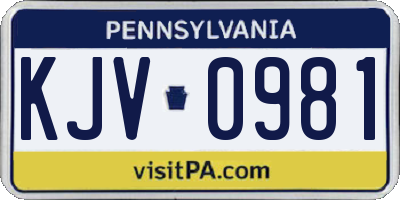 PA license plate KJV0981