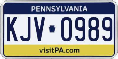 PA license plate KJV0989