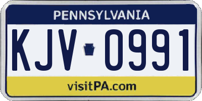 PA license plate KJV0991