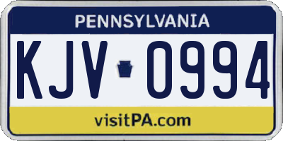PA license plate KJV0994