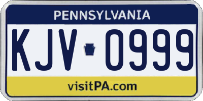 PA license plate KJV0999