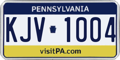 PA license plate KJV1004