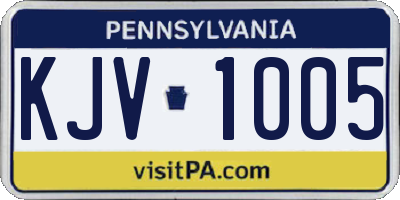 PA license plate KJV1005