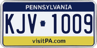 PA license plate KJV1009