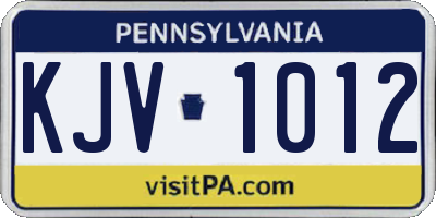 PA license plate KJV1012