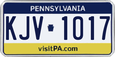 PA license plate KJV1017