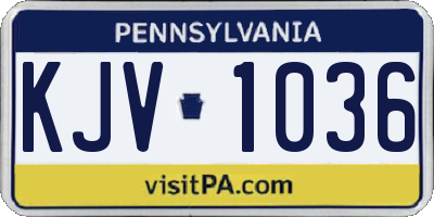 PA license plate KJV1036